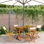 vidaXL Tuinstoelen 4 st inklapbaar massief hout en stof, Tuin en Terras, Tuinstoelen, Verzenden, Nieuw
