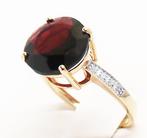 Ring - 14 karaat Geel goud Granaat - Diamant - gestempeld, Handtassen en Accessoires, Ringen, Nieuw
