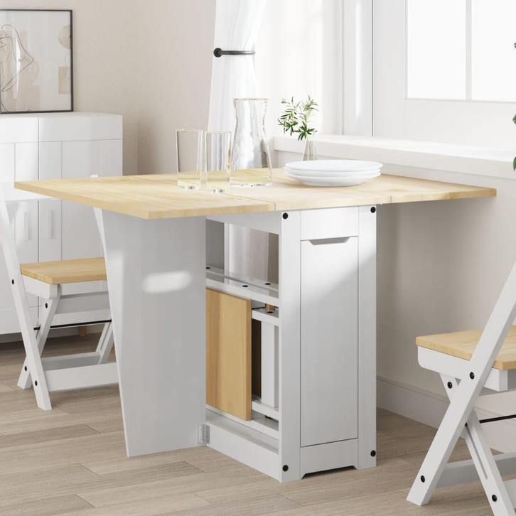 vidaXL Eettafel Corona inklapbaar massief grenenhout wit, Huis en Inrichting, Tafels | Eettafels, Nieuw, Verzenden