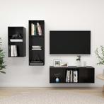 vidaXL 3-delige Tv-meubelset bewerkt hout hoogglans zwart, Verzenden