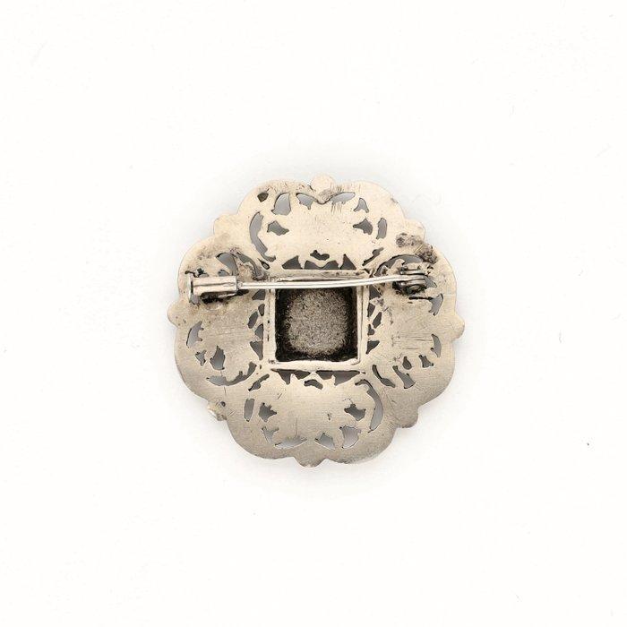 Sans prix de réserve - Broche Argent - Pivoine/Shou/Vie, Handtassen en Accessoires, Antieke sieraden