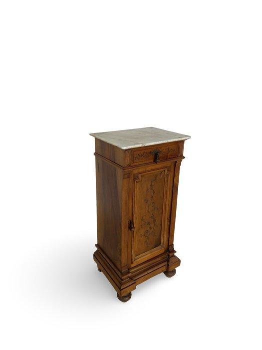 Nachtkastje - Walnoot, Marmer, Messing, Antiek en Kunst, Antiek | Overige Antiek