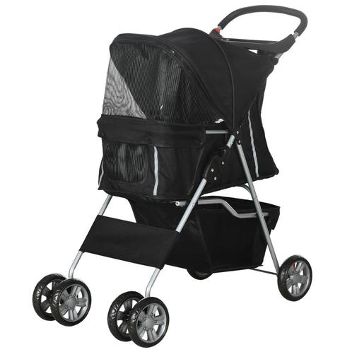Hondenwagen Inklapbaar Met Bekerhouder Zonnedak Zwart, Dieren en Toebehoren, Honden-accessoires, Verzenden