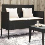 vidaXL Tuinbank met kussens poly rattan zwart, Tuin en Terras, Verzenden, Nieuw