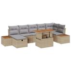 vidaXL Tuinbank Set met kussen met opslag 8 pcs Beige Poly, Tuin en Terras, Verzenden, Nieuw