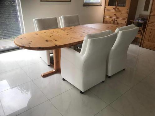 Set van 4 leren eetkamerfauteuils - met armleuning en, Huis en Inrichting, Stoelen, Overige kleuren, Nieuw, Leer, Ophalen of Verzenden
