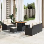 vidaXL 8-delige tuinset met kussens - Zwart Poly Rattan en, Tuin en Terras, Verzenden, Nieuw