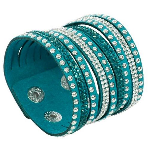 Fako Bijoux® - Armband - Breed - Strass - Turquoise, Bijoux, Sacs & Beauté, Bracelets, Envoi