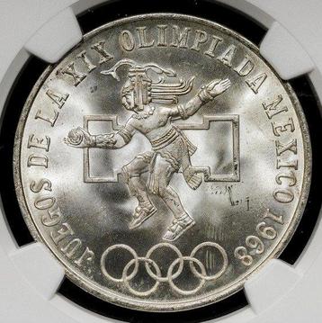 Mexico. 25 Pesos 1968 - NGC MS64 (Juegos Olímpicos de