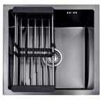 Lendo Online Spoelbak 44×44 cm Zwart RVS – Met Droogrek, Doe-het-zelf en Bouw, Verzenden, Nieuw