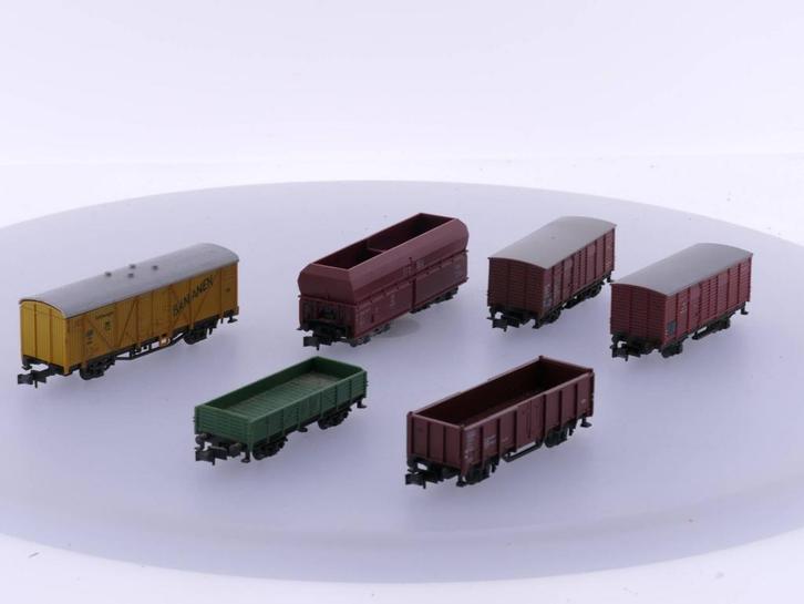 Schaal N Minitrix 3513 Open bakwagen, Minitrix 3253 2 x g..., Hobby en Vrije tijd, Modeltreinen | N-Spoor, Overige typen, Gebruikt