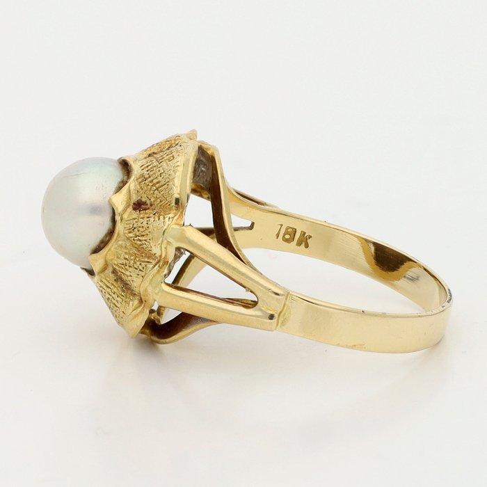 Ring - 18 karaat Geel goud - Zoetwater parel, Handtassen en Accessoires, Ringen