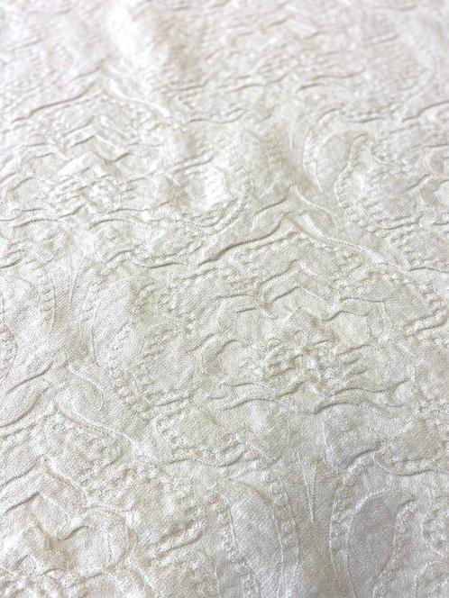 Haute qualité ! Tissu en coton damassé de couleur crème, Antiek en Kunst, Antiek | Tapijten, Tafelkleden en Textiel