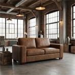 Leren bank Enjoy - 2 zits - Kenia Brown (bruin) - Poten, Antiek en Kunst, Ophalen of Verzenden