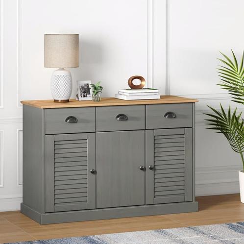 vidaXL Buffet avec tiroirs VIGO 113x40x75 cm gris bois, Huis en Inrichting, Kasten | Dressoirs, Verzenden