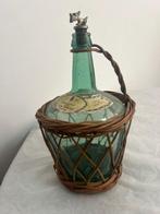 Vintage Bak - Glas, de andere bedekt met rieten - 1910-1920, Antiquités & Art, Antiquités | Autres Antiquités