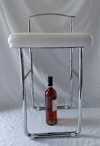 Stoel - Krukje met rugleuning - Leer - staal met chromen