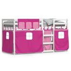 vidaXL Lit superposé avec rideaux rose 90x190 cm bois, Maison & Meubles, Chambre à coucher | Lits, Neuf, Verzenden