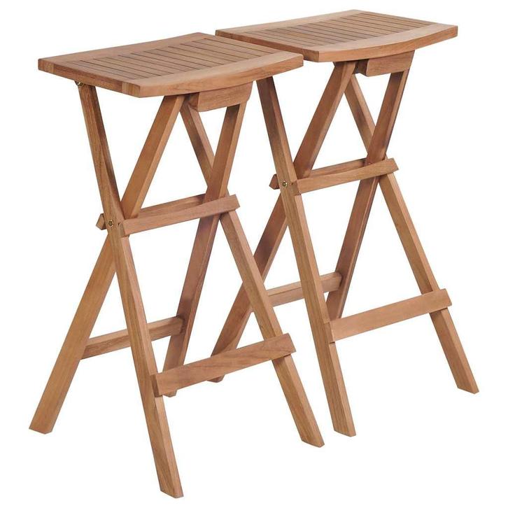 vidaXL Barkrukken inklapbaar 2 st massief teakhout, Tuin en Terras, Tuinstoelen, Nieuw, Verzenden