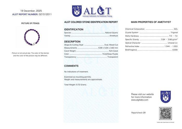 Zonder minimumprijs - Armband Zilver - Amethyst - Certified, Bijoux, Sacs & Beauté, Bracelets