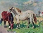 Henry Schouten (1857-1927) - Grazende paarden op boerderij