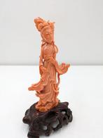 Figuur - Guanyin - Hout, Koraal - China - Qing Dynastie, Antiek en Kunst