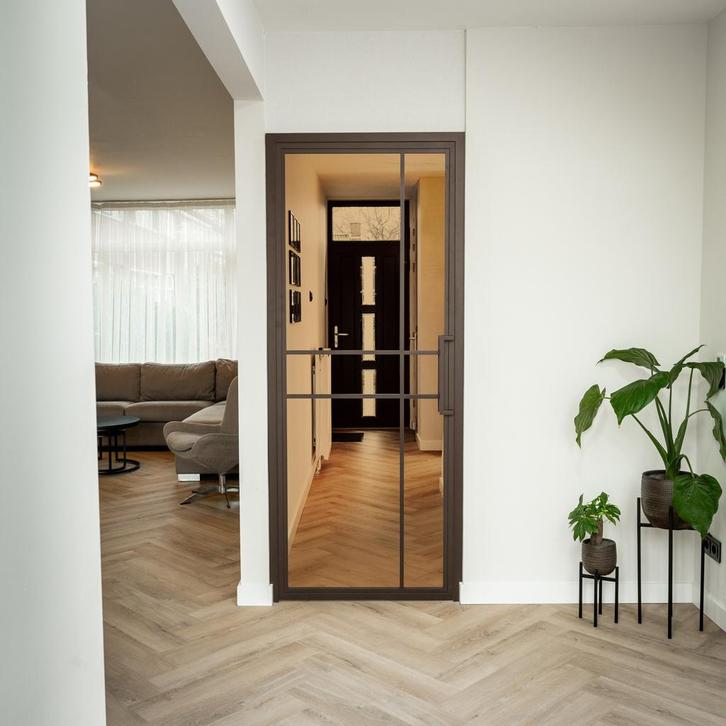 Stalen Binnendeur Brons 6 Vlaks Brons rook glas Luxe design, Doe-het-zelf en Bouw, Deuren en Vliegenramen, Binnendeur, Nieuw, Metaal
