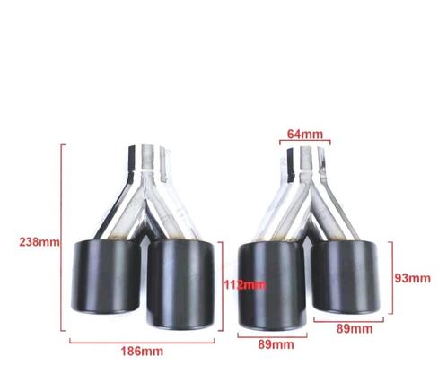 EMBOUT D´ÉCHAPPEMENT UNIVERSEL 4 X 89MM ACIER INOXYDABLE NOI, Auto-onderdelen, Uitlaatsystemen, Verzenden