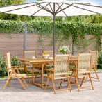 vidaXL 7-delige Tuinset polypropeen en massief hout beige, Verzenden, Nieuw, Tuinset