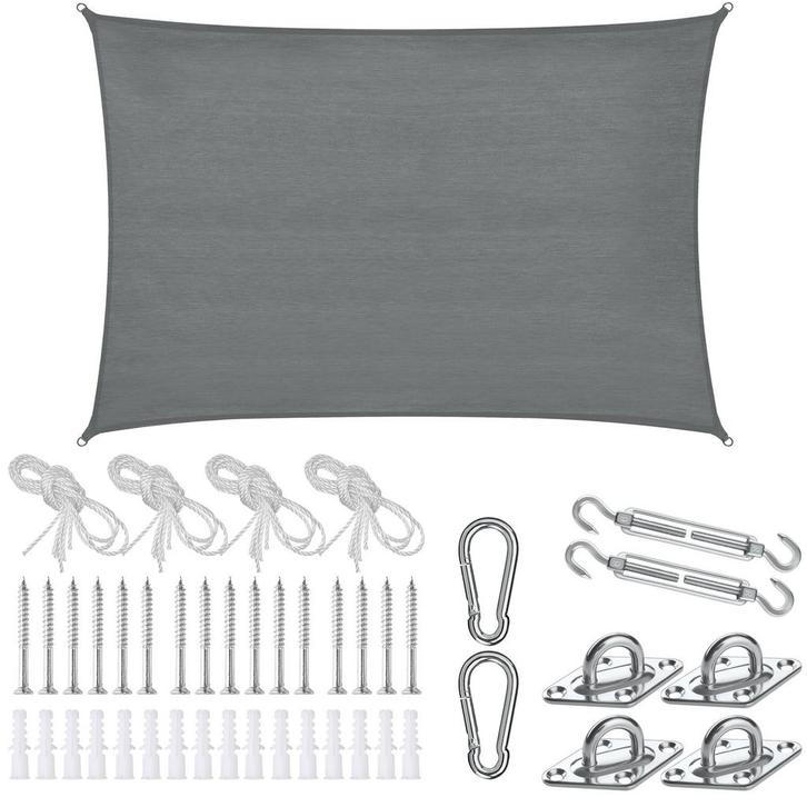 tectake Schaduwdoek Sunny, weerbestendig HDPE-materiaal met, Tuin en Terras, Zonneschermen, Verzenden