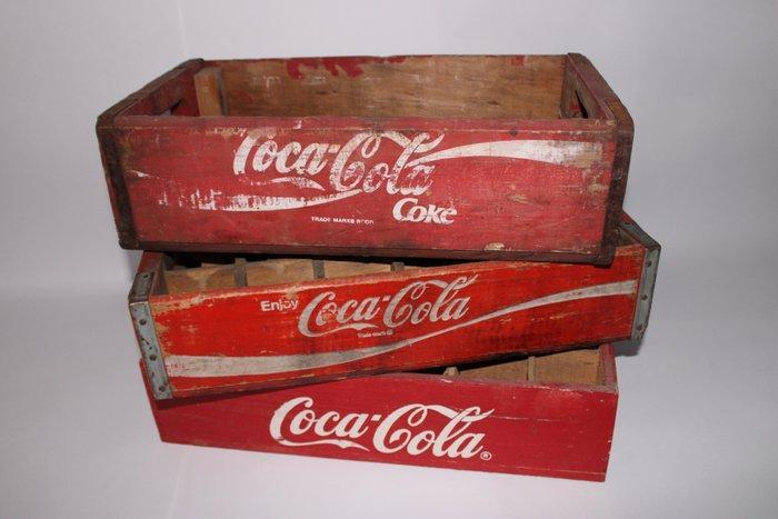 Coca Cola - Krat - Hout - 3 verschillende kratten, Antiek en Kunst, Antiek | Wandborden en Tegels