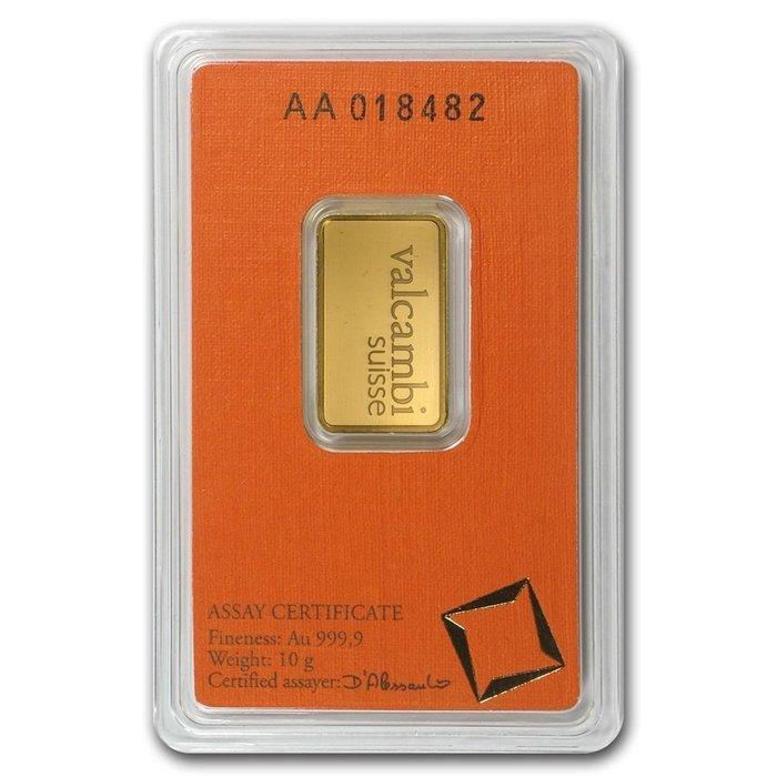10 gram - Goud - Valcambi .9999 Gold Bar LBMA Certified -, Postzegels en Munten, Edelmetalen en Baren
