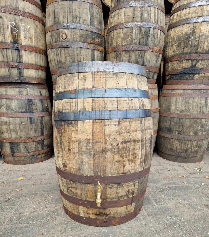 Houten regenton met messing kraan - whiskyvat - eikenhout, Tuin en Terras, Regentonnen, 150 liter of meer, Met kraantje, Nieuw
