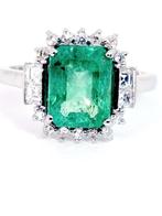 Ring Platina Smaragd - Diamant, Nieuw