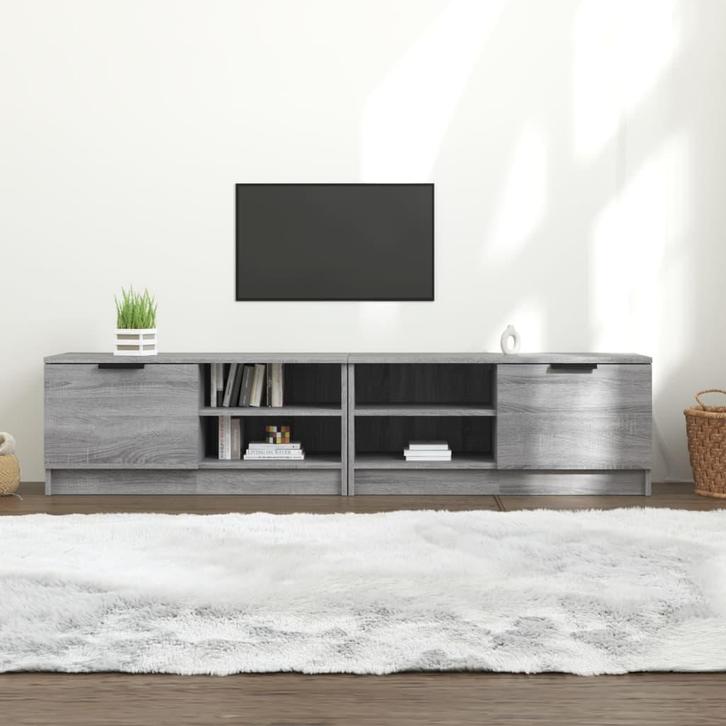 vidaXL Tv-meubelen 2 st 80x35x36,5 cm bewerkt hout grijs, Huis en Inrichting, Kasten |Televisiemeubels, Nieuw, Verzenden