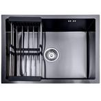 Lendo Online Spoelbak 59×44 cm Zwart RVS – Met Droogrek, Doe-het-zelf en Bouw, Verzenden, Nieuw