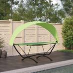 vidaXL Loungebed met luifel staal en oxford stof groen, Tuin en Terras, Ligbedden, Verzenden, Nieuw