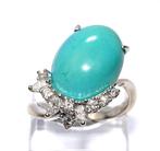 Ring - 18 karaat Witgoud -  7.85ct. tw. Turquoise - Diamant