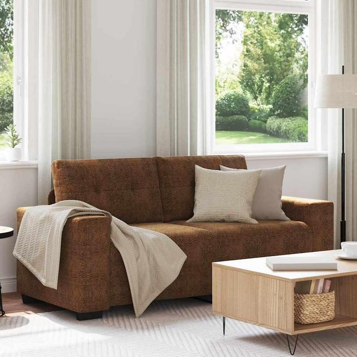 vidaXL Loveseat met kussen Bruin Kunstleer, Huis en Inrichting, Zetels | Zetels, Nieuw, Verzenden