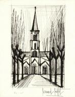 Bernard Buffet (1928-1999) - Léglise, Gravure originale, Antiek en Kunst