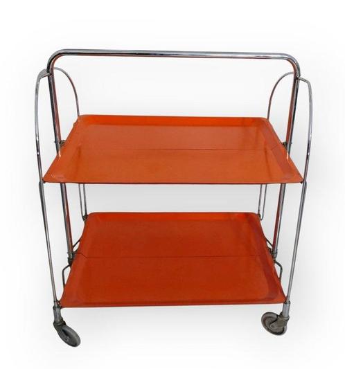Serveerwagen - Metaal - Vintage jaren 60 - opvouwbaar, Antiek en Kunst, Kunst | Designobjecten