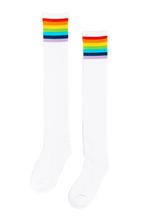 Sokken Wit Regenboog Strepen 36-41 Dames Heren Unisex Witte, Kleding | Dames, Ophalen of Verzenden, Nieuw
