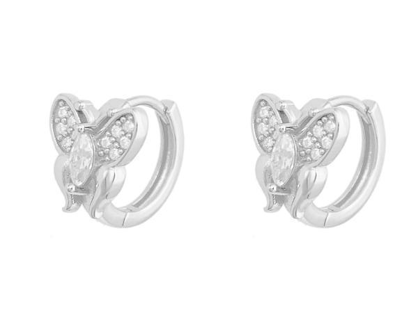 Veiling - Witte oorbellen vlinder motief briljant Moissaniet, Handtassen en Accessoires, Oorbellen