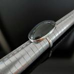 Prachtige ring van obsidiaan met hemeloog. Zeldzame blauwe