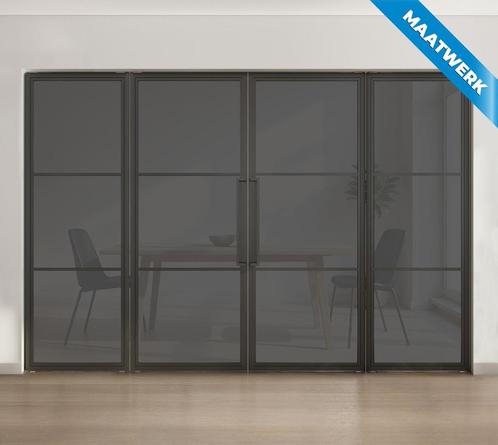 Dubbele stalen taatsdeur met glaspaneel, 3 vlaks, rook glas, Doe-het-zelf en Bouw, Deuren en Vliegenramen, Overige typen, Nieuw