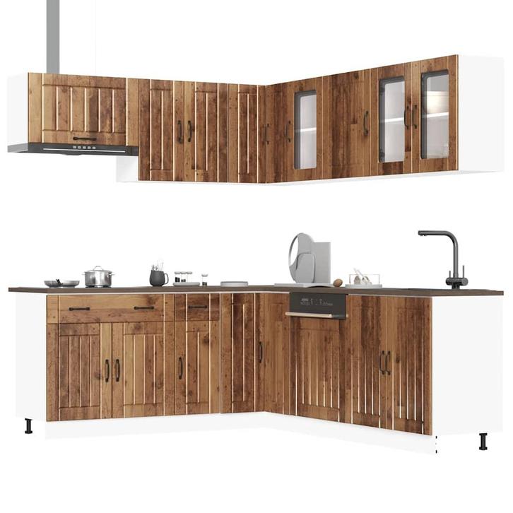 vidaXL 11-delige Keukenkastenset Lucca bewerkt hout oud, Huis en Inrichting, Kasten | Overige, Nieuw, Verzenden