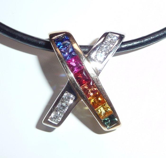 Hanger - 14 karaat Witgoud - 0.64ct. tw. Diamant, Handtassen en Accessoires, Antieke sieraden