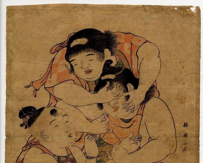 Kinderlijk spel - ca. 1800 - Papier - Katsukawa Shunzan, Antiek en Kunst, Antiek | Overige Antiek