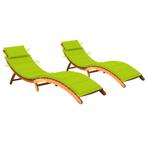 vidaXL Ligbedden 2 st met kussens massief acaciahout, Tuin en Terras, Ligbedden, Verzenden, Nieuw