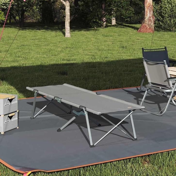 vidaXL Opvouwbaar Campingbed Grijs 194 x 62,5 x 42,5 cm, Caravans en Kamperen, Kampeeraccessoires, Nieuw, Verzenden